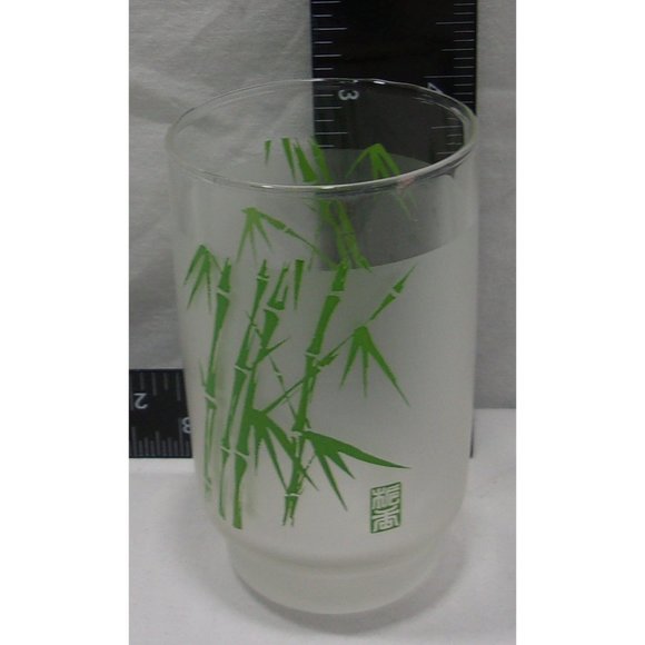 4 Vtg Frosted Bamboo Juice/Milk Tumbler Tapered Bottom Glasses 4" - Picture 8 of 9